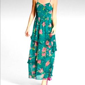 Xhilaration Large Green Floral Ruffle Dress